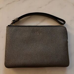 Coach Metallic Gray Wristlet excellent condition